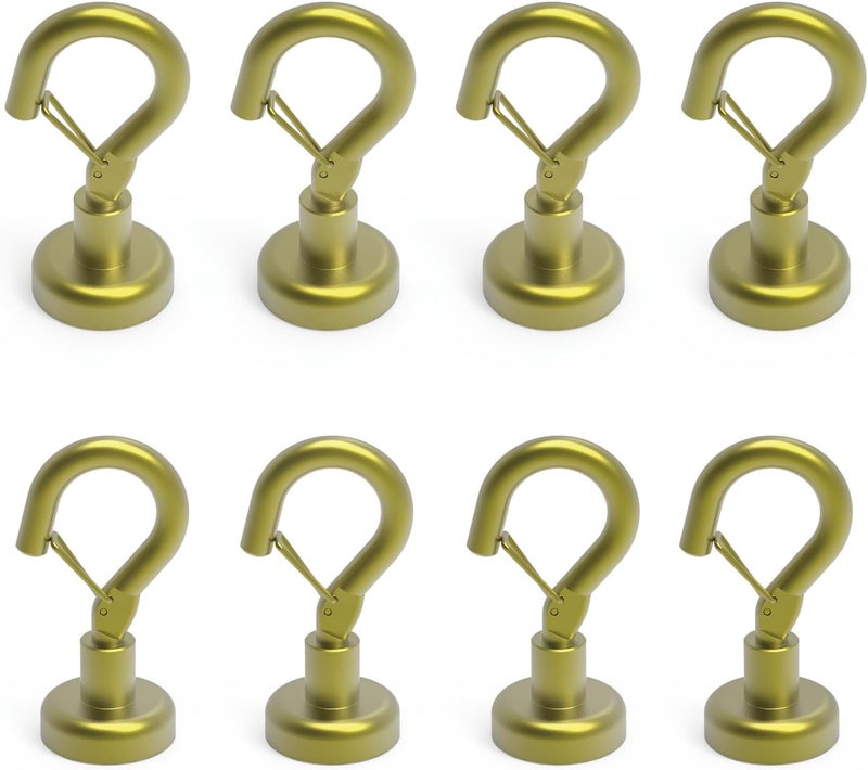 Ant Mag Magnetic Hooks Heavy Duty with Snap 22lbs Strong Gold Magnet Hooks Great Hanging for Refrigerator, Cruise Cabin, Grill, Wreath,Kitchen,Office 8 Pack - Image 1